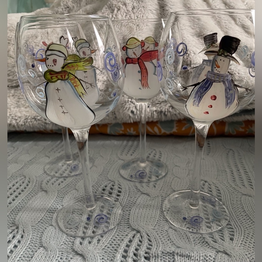 Snowman Wine Glass Set